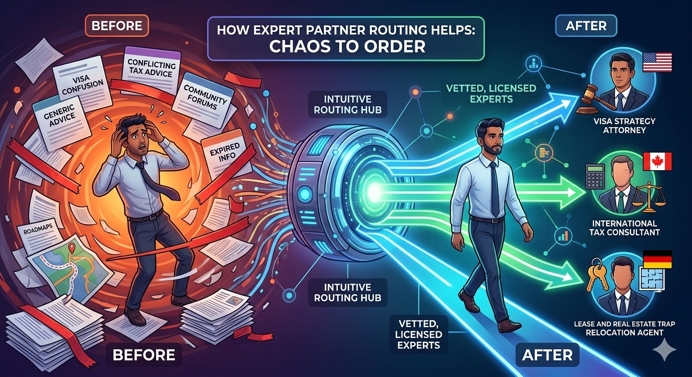 Expert partner routing for relocation support